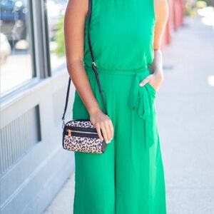 Vince Camuto Green Sleeveless Jumpsuit with tie waist